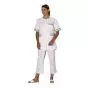 Tunique médicale femme Tivry blanc parement aqua passepoil aqua Mulliez