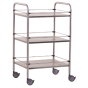 Guéridon, inox, 60 x 40 x 80 cm, 3 plateaux avec galeries amovibles