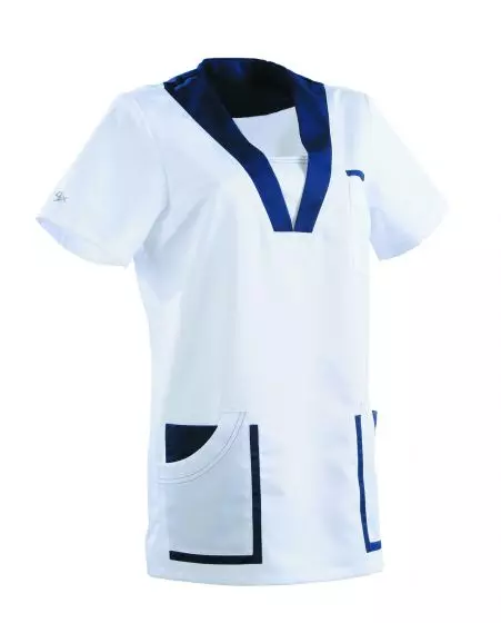 Tunique médicale femme MARIE Clemix 2.0 blanc / bleu marine