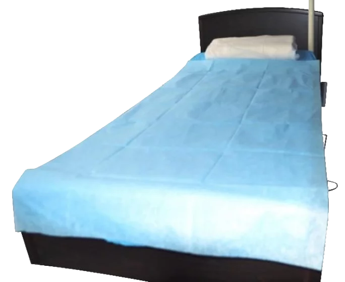 Drap plat à usage unique bleu clair - 90 x 200 cm (carton de 100)