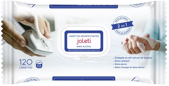 Lingettes biocides surfaces et mains Joleti (sachet de 120 )