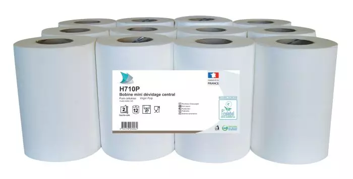 Rouleaux de papier essuie-mains dévidage central Global Hygiène Ecolabel 20 x 25 cm (lot de 12)