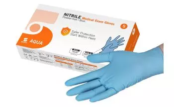 Gants d'examen nitrile Aqua non poudrés non stériles (boite de 100)