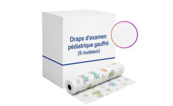 Draps d'examen pédiatrique gauffré (9 rouleaux)