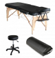 Pack Mediprem  Eco Pro Noire : Votre table de massage pliante en bois Mediprem avec tabouret et coussin de massage