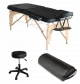 Pack Mediprem  Eco Pro Noire : Votre table de massage pliante en bois Mediprem avec tabouret et coussin de massage
