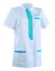 Tunique médicale femme KIM Col Officier Clemix 2.0 blanc / Turquoise