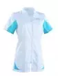 Tunique médicale femme SANDRINE Col Officier Clemix 2.0 Blanc / Turquoise