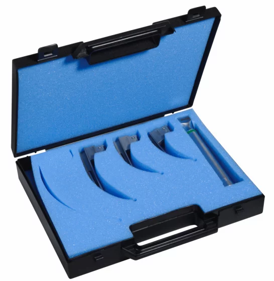 Coffret Laryngoscope F/O, 3 lames Miller n°00,0,1 et 1 manche Holtex