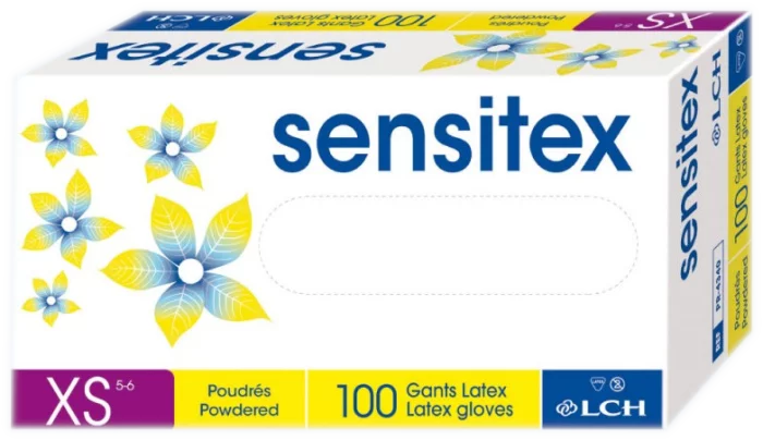 Gants latex pré-poudrés non stériles Sensitex (boîte de 100)