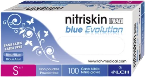 Gants d'examen nitrile Blue Evolution non poudrés non stériles (boite de 100) Nitriskin