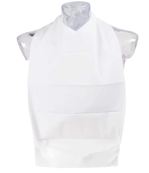 Bavoir adulte à usage unique avec poche de récupération blanc (carton de 900)