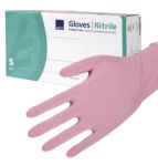Gants d'examen nitrile Abena roses non poudrés non stériles
