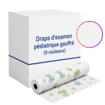 Draps d'examen pédiatrique gauffré (9 rouleaux)