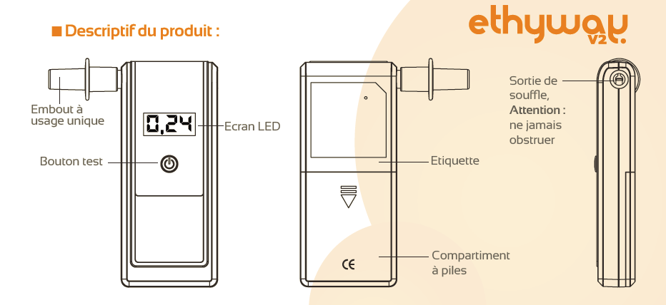 Ethylotest électronique Ethyway V2 Certifié NF à seulement 137,00 €