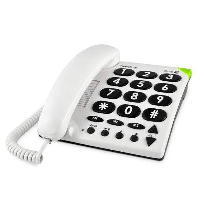 Téléphone fixe avec fil Doro PhoneEasy 312cs Blanc