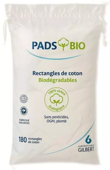 Pads de coton bio Laboratoires Gilbert (sachet de 180)