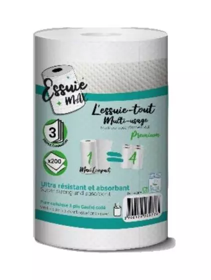 Rouleaux de papier essuie-mains dévidage central Global Hygiène Ecolabel 21,5 x 24 cm (lot de 12)