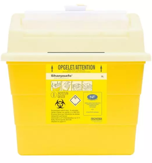 Collecteur d'aiguilles Sharpsafe® 9l pour laboratoire/hôpital, 5 pièces