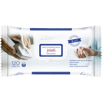 Lingettes biocides surfaces et mains Joleti (sachet de 120 )