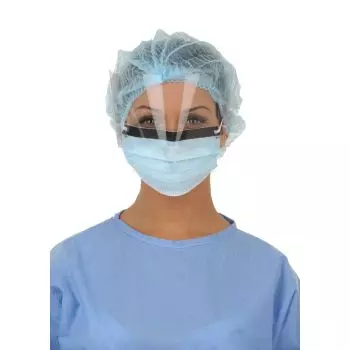 Masques de protection avec visière bleus type IIR, modèle adulte (boite de 25)