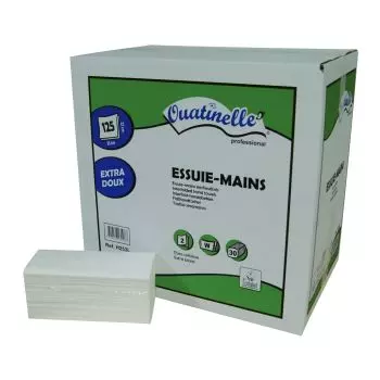Papier essuie-mains pliage W Global Hygiène Ecolabel - 22 x 34 cm (carton de 30)