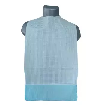 Bavoir adulte à usage unique avec poche de récupération bleu (carton de 500)