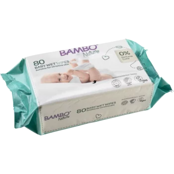 Lingettes imprégnées bébé Bambo Nature (sachet de 80)