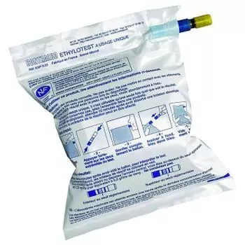 Le Ballon Ethylotest à usage unique Contralco sans chrome taux 0.5 gr/L de sang normés NF
