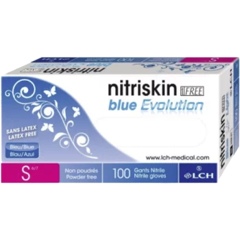 Gants d'examen nitrile Blue Evolution non poudrés non stériles (boite de 100) Nitriskin