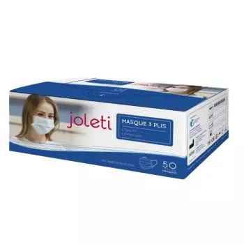 50 Masques de protection 3 plis Haute Filtration type 2 avec élastique Joleti 