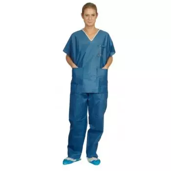 Pyjama de Bloc bleu PROFIL TUNIC LCH avec 2 poches non stérile (lot de 50)