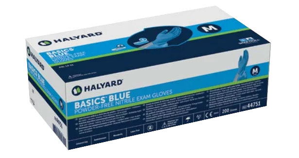 Gants d'examen nitrile Basic Blue non poudrés non stériles (boite de 170 ou 200) Halyard