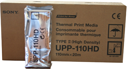 Sony UPP-110S Lot 10 Rouleaux Papier Thermique Vidéo – 110 Mm X 20 M, Noir & Blanc Haute Qualité