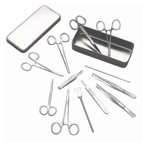 Set de 12 instruments pour suture avec boite inox et récipients