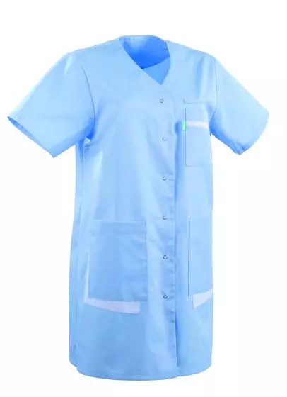 Tunique médicale courte 3/4 pour femme ANNA Lafont Bleu ciel / blanc