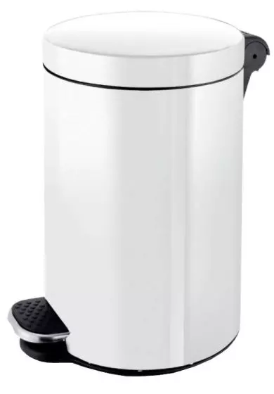 Poubelle à pédale en métal blanc (3, 5, 12, 20 ou 30 litres)