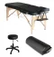Pack Mediprem  Eco Pro Noire : Votre table de massage pliante en bois Mediprem avec tabouret et coussin de massage