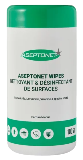 Lingettes désinfectantes Aseptonet sans alcool