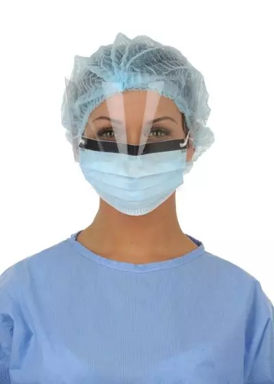 Masques de protection avec visière bleus type IIR, modèle adulte (boite de 25)