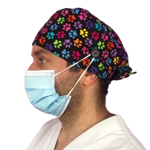 Calot chirurgical à motifs animaliers adapté aux cheveux courts ou longs