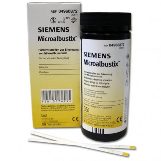 25 Bandelettes réactives Siemens Microalbustix dosage microalbuminurie