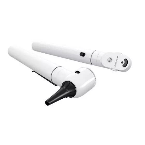 Set otoscope et ophtalmoscope e-scope FO LED 3,75 V Riester Blanc