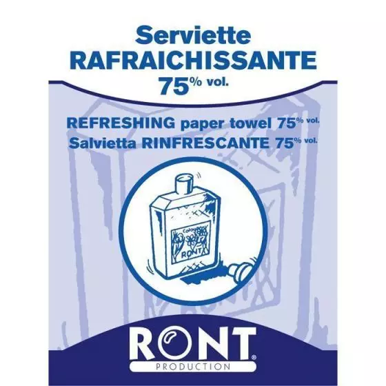 Serviettes rafraîchissantes 75% vol Ront 23050 Boîte de 100