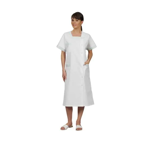Blouse médicale femme Blepi blanc parement rayé vert Mulliez 