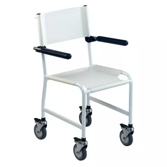 Chaise de douche Invacare Revato avec assise souple blanche 