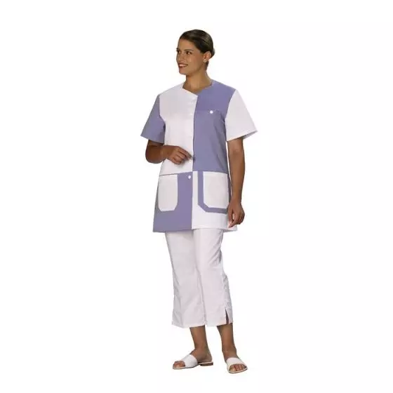 Tunique médicale femme Telsa Blanc/Bleu Mulliez