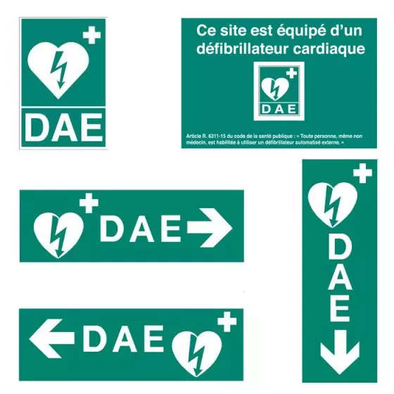 Pack de 5 fiches signalétiques Défibrillateurs DAE Defibtech