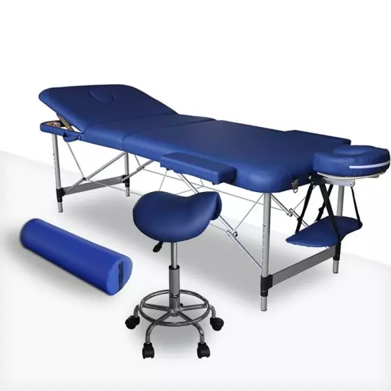Pack Massage coloris Bleu Mediprem : votre table de massage avec tabouret et coussin de massage