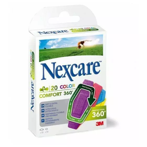 Pansements 3M Nexcare Comfort Colors 360° Boîte de 20 